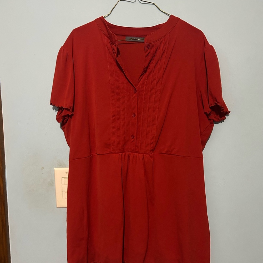 Liz Claiborne Red Embellished Relaxed Blouse